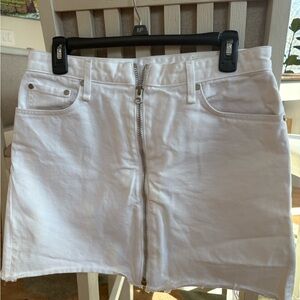rag & bone White Denim Mini Skirt with Front Zip
